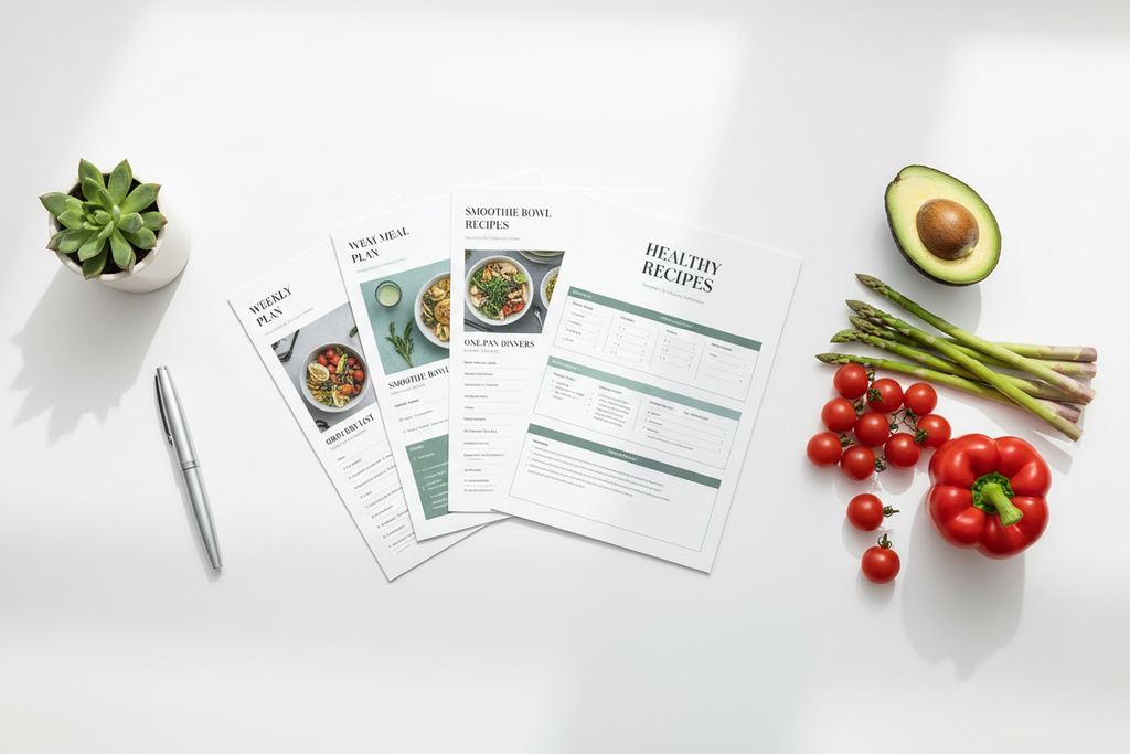 Healthy Meal Recipes - Desk Flatlay