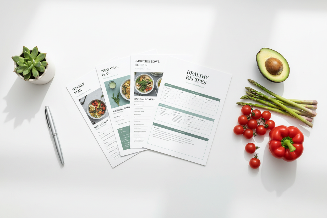 Healthy Meal Recipes - Desk Flatlay