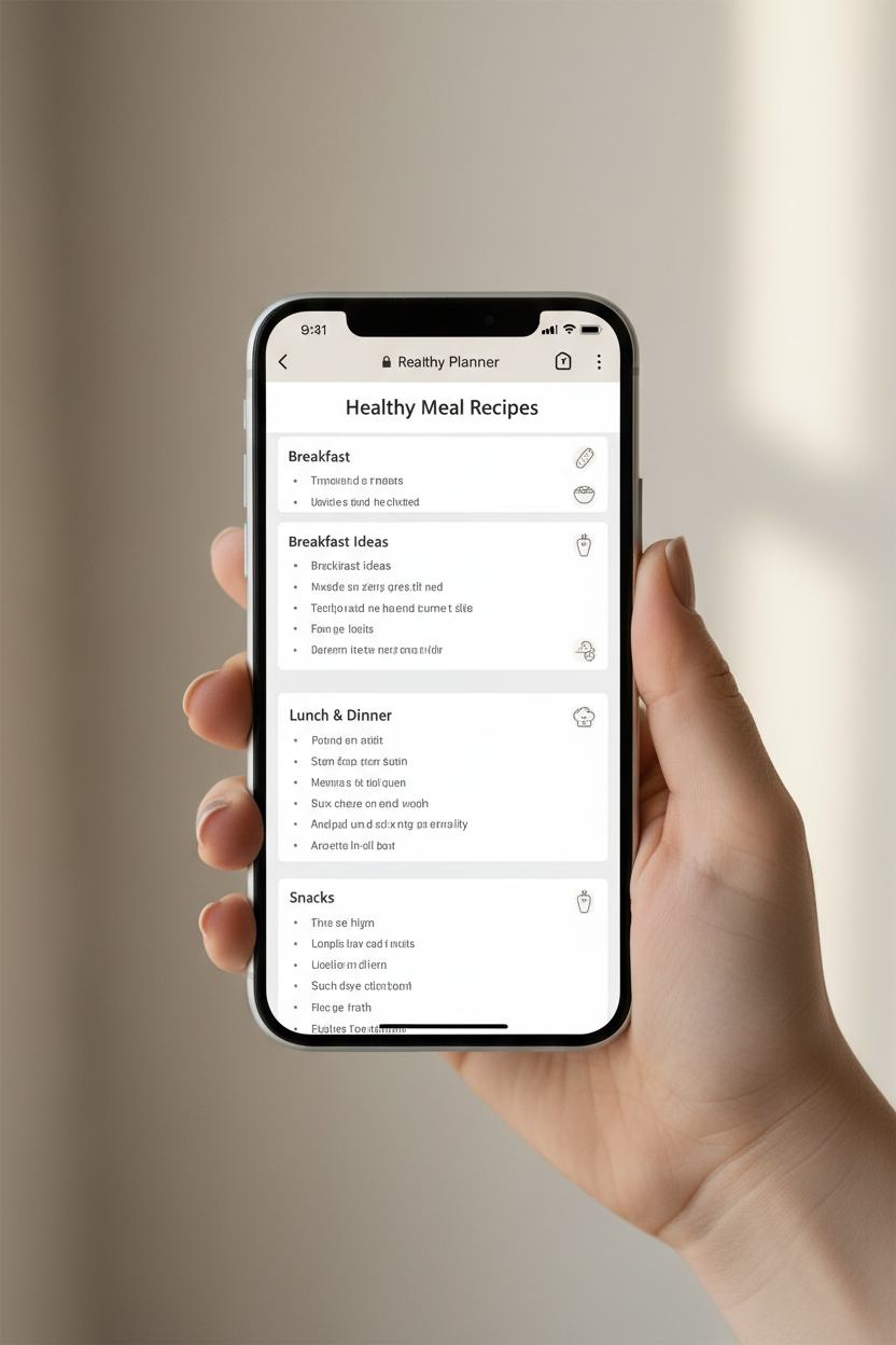 Healthy Meal Recipes - Phone Mockup