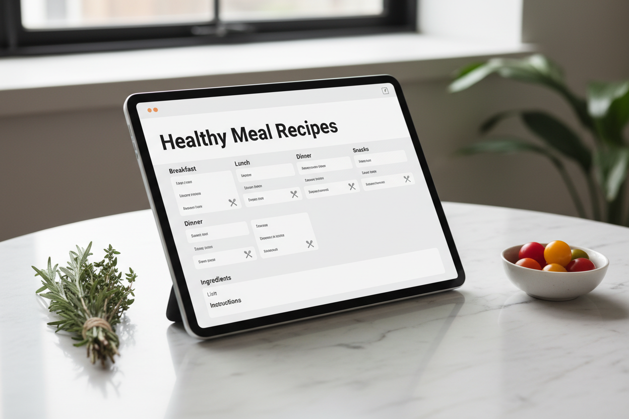 Healthy Meal Recipes - Tablet Mockup