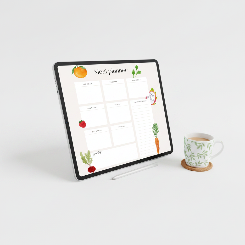 Meal Planner weekly layout mockup