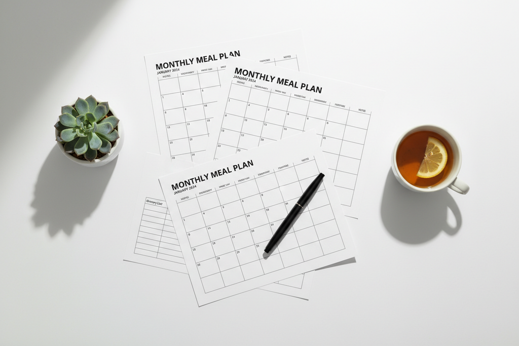 Monthly Meal Plan - Desk Flatlay
