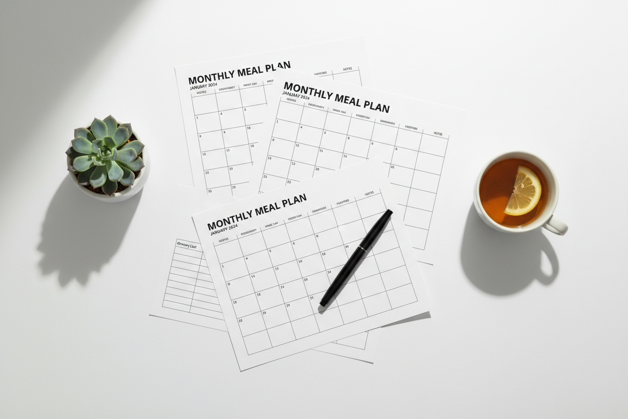 Monthly Meal Plan - Desk Flatlay