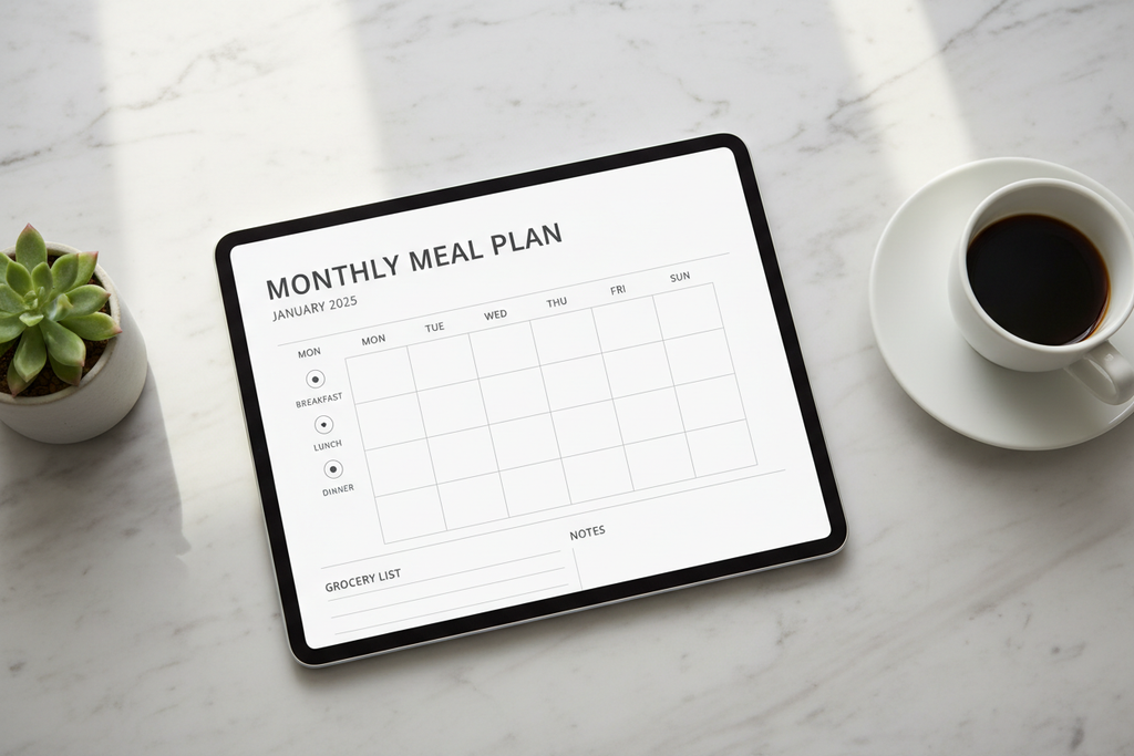 Monthly Meal Plan - Tablet Mockup
