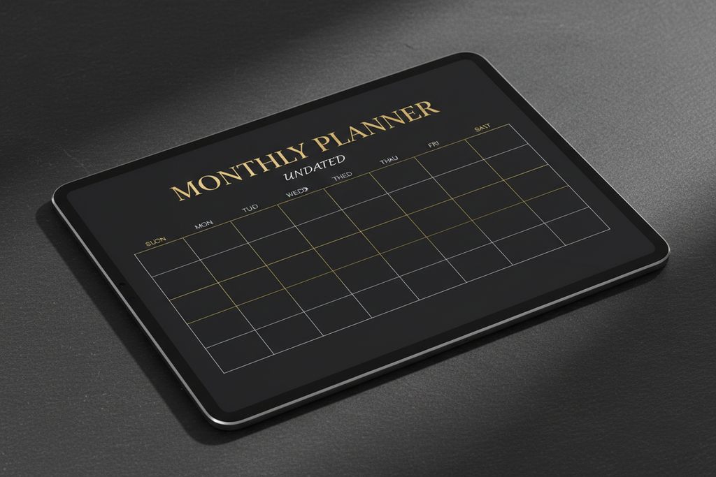 Undated Planner Mockup - Dark