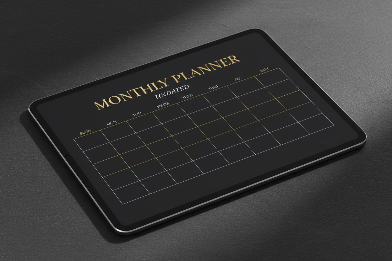 Undated Planner Mockup - Dark