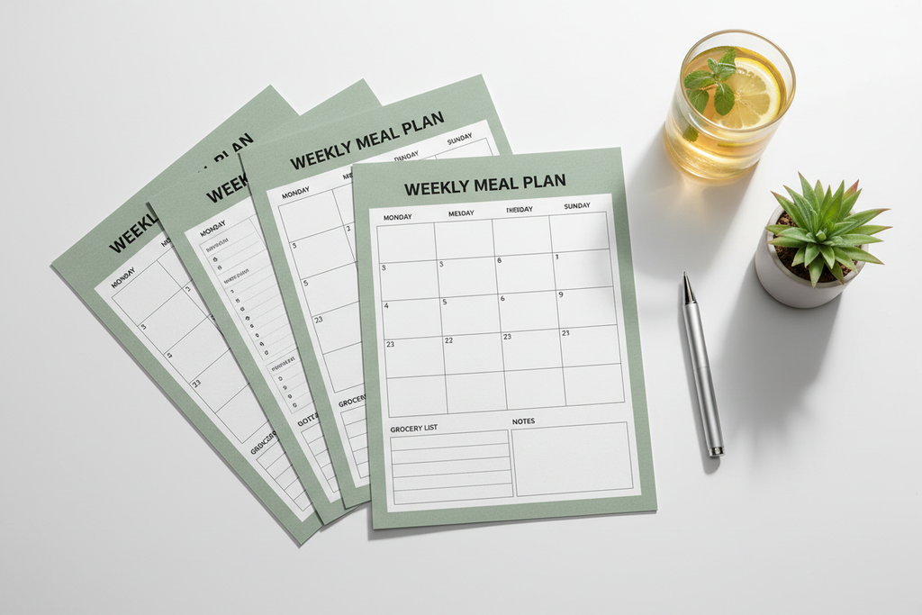 Weekly Meal Plan - Desk Flatlay